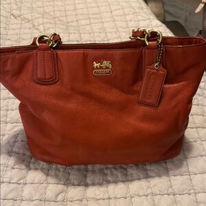 Coach Orange Leather Tote Bag